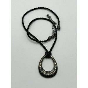 Lia Sophia Night Light Teardrop Pendant Necklace AB Crystals Rhinestones